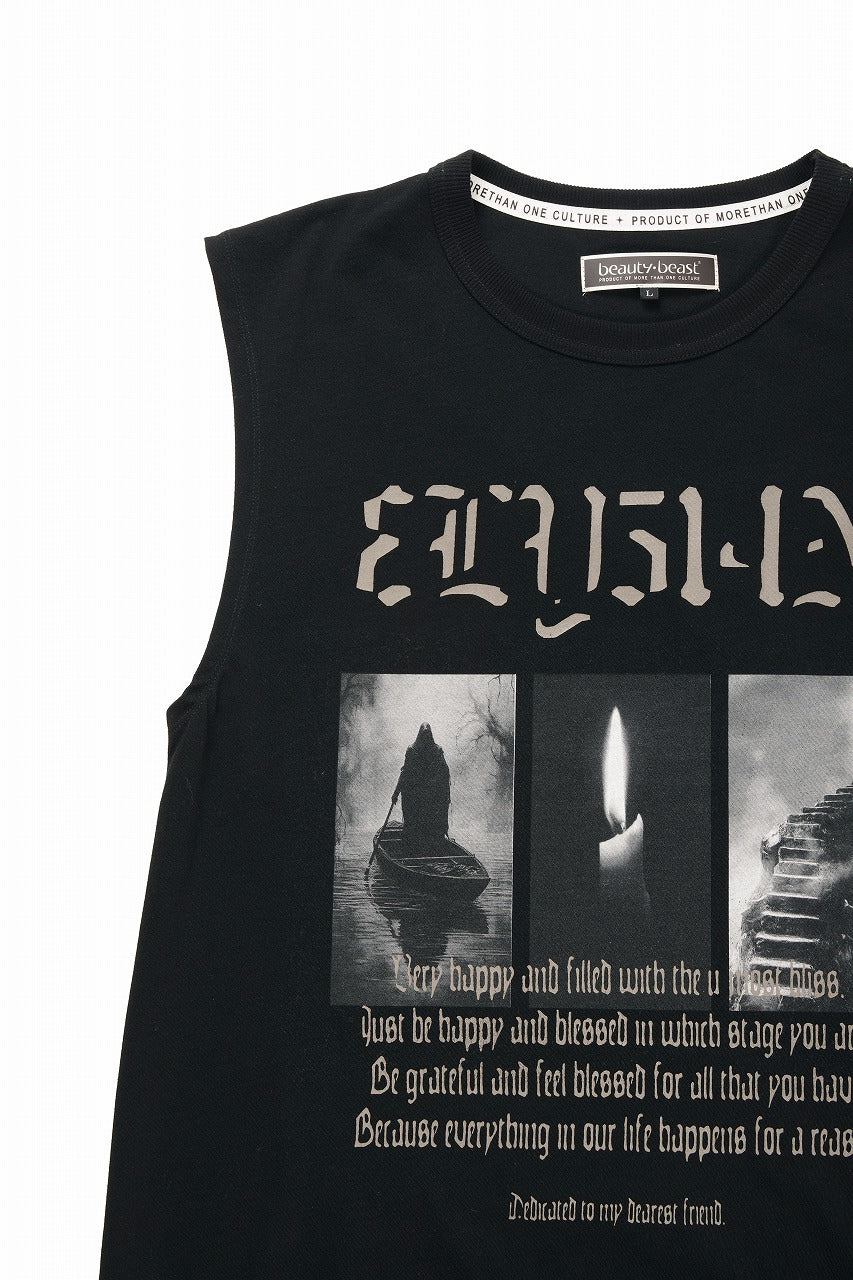 beauty : beast ESSENTIAL GRAPHIC LINE SLEEVELESS TEE (ELYSIAN / BLACK) - Image 4