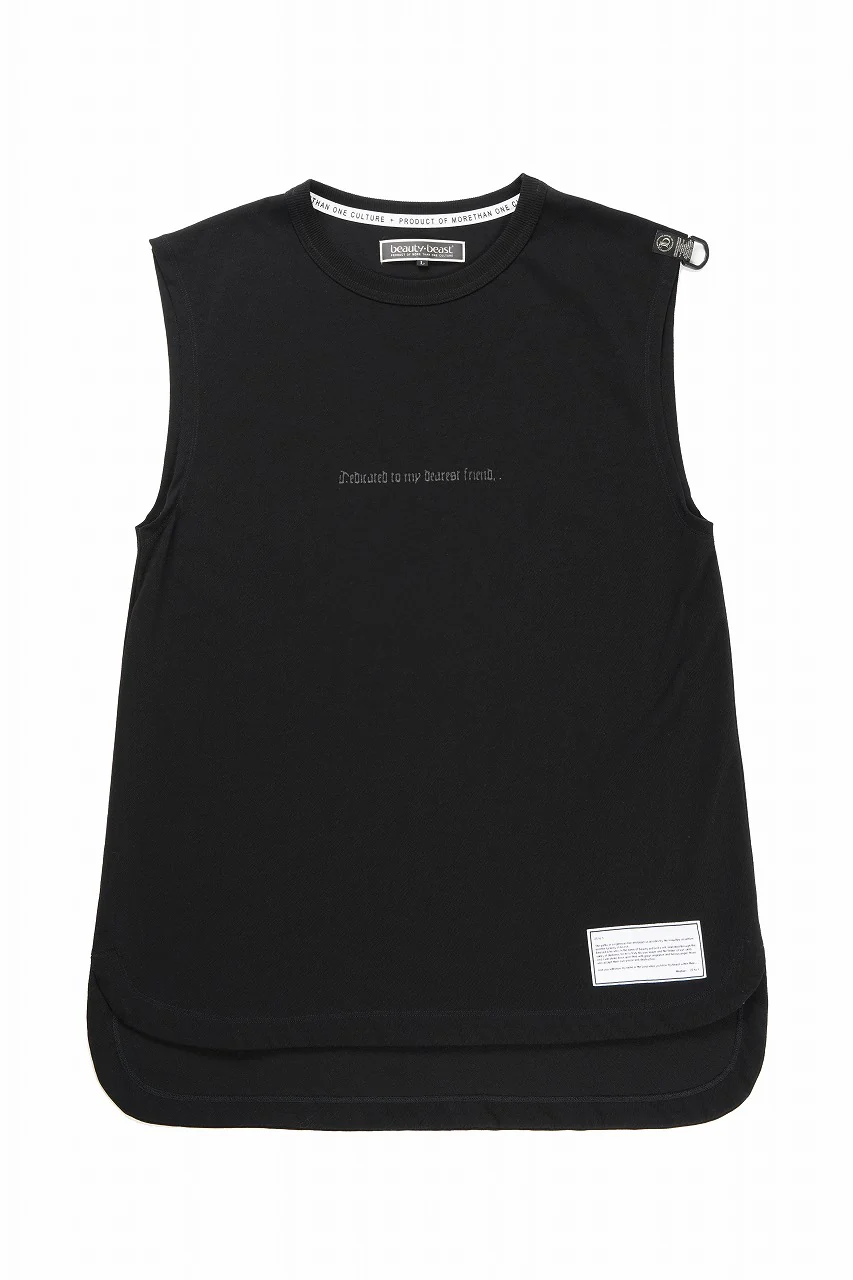 beauty : beast ESSENTIAL GRAPHIC LINE SLEEVELESS TEE (PRAYER / BLACK) - Image 3