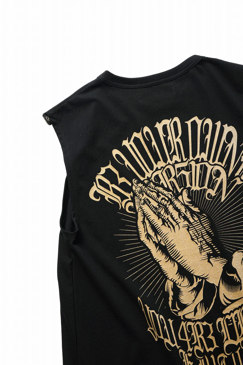 beauty : beast ESSENTIAL GRAPHIC LINE SLEEVELESS TEE (PRAYER / BLACK) - Image 5