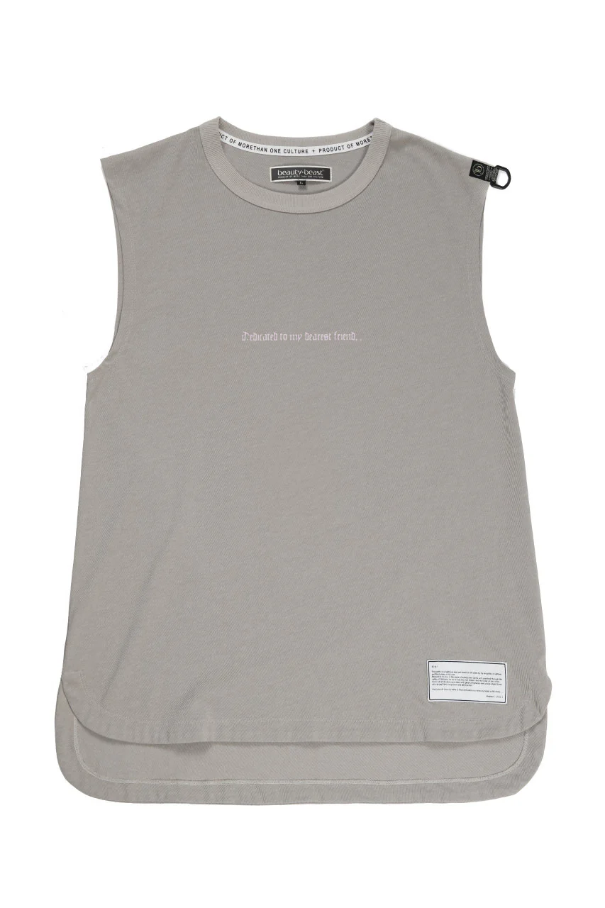 beauty : beast ESSENTIAL GRAPHIC LINE SLEEVELESS TEE (PRAYER / LIGHT MOCHA) - Image 2