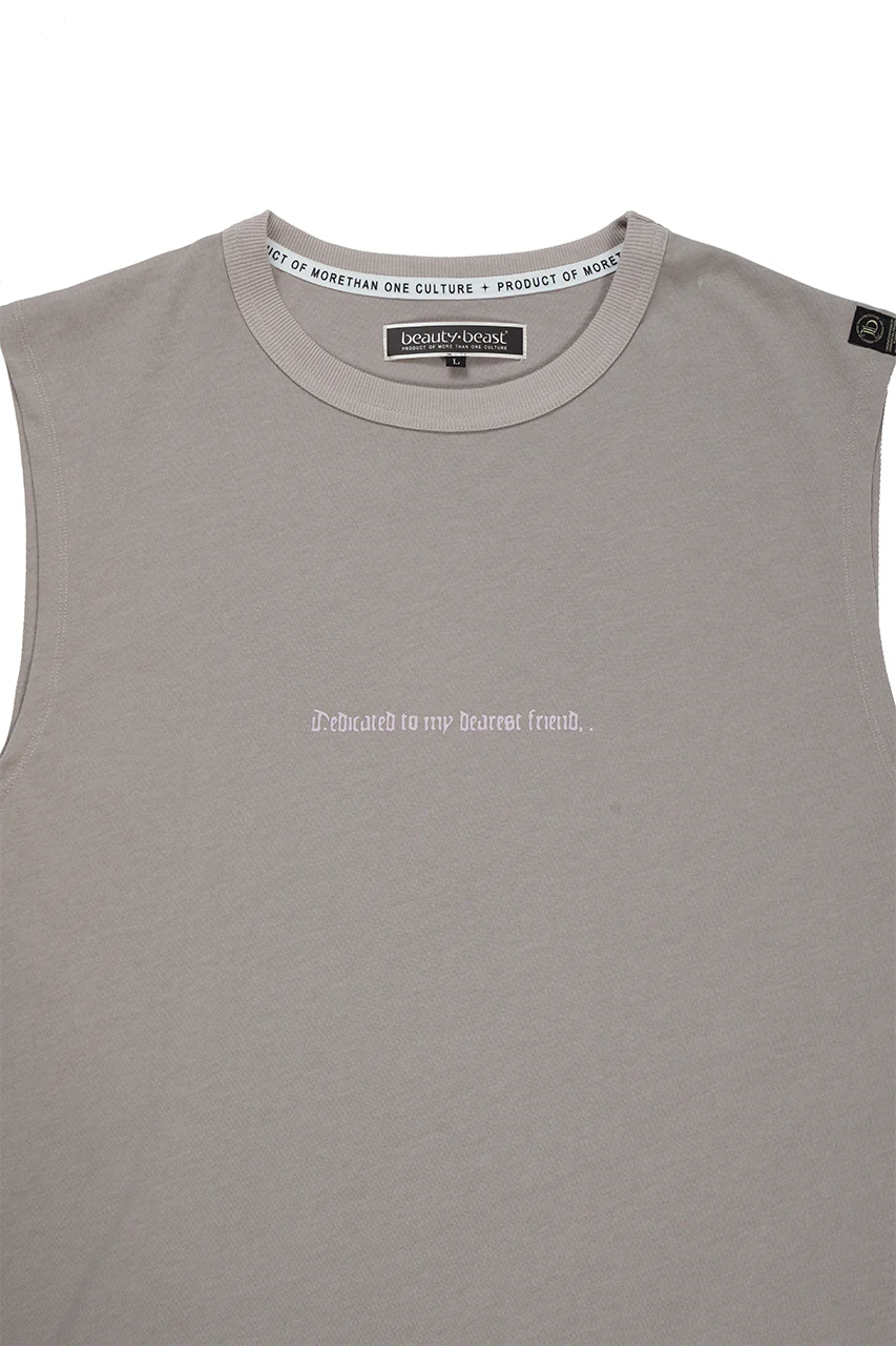 beauty : beast ESSENTIAL GRAPHIC LINE SLEEVELESS TEE (PRAYER / LIGHT MOCHA) - Image 5