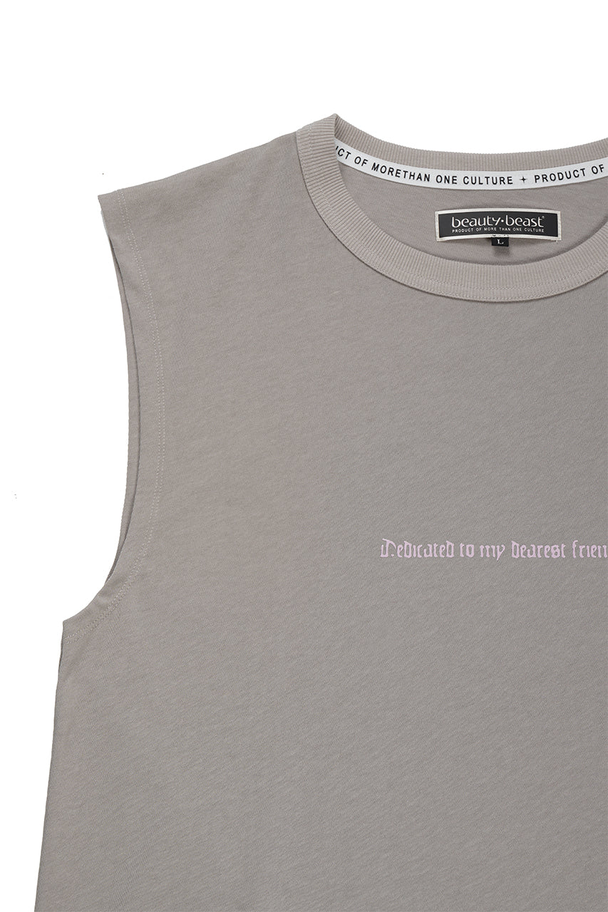 beauty : beast ESSENTIAL GRAPHIC LINE SLEEVELESS TEE (PRAYER / LIGHT MOCHA) - Image 6