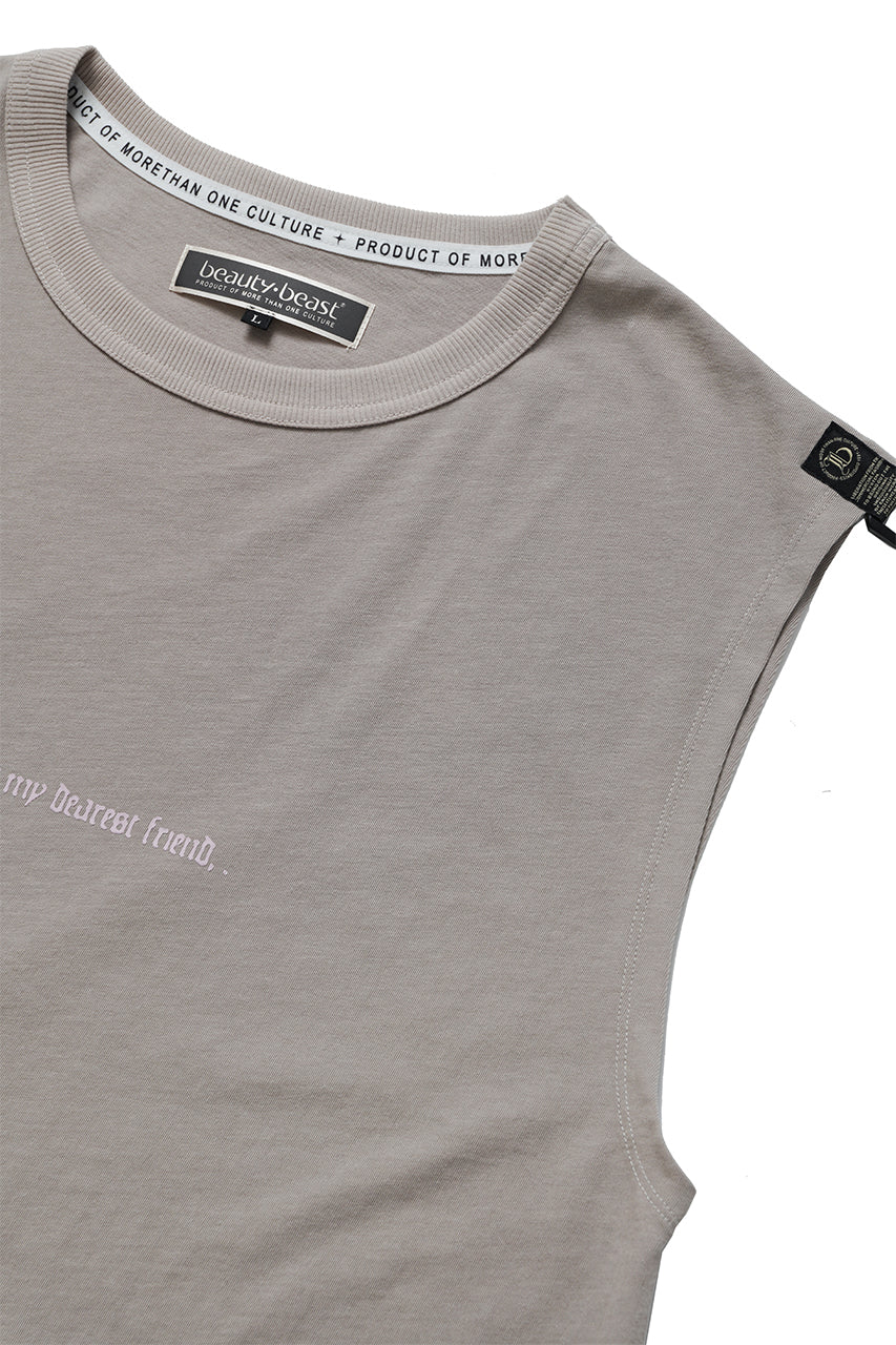 beauty : beast ESSENTIAL GRAPHIC LINE SLEEVELESS TEE (PRAYER / LIGHT MOCHA) - Image 8