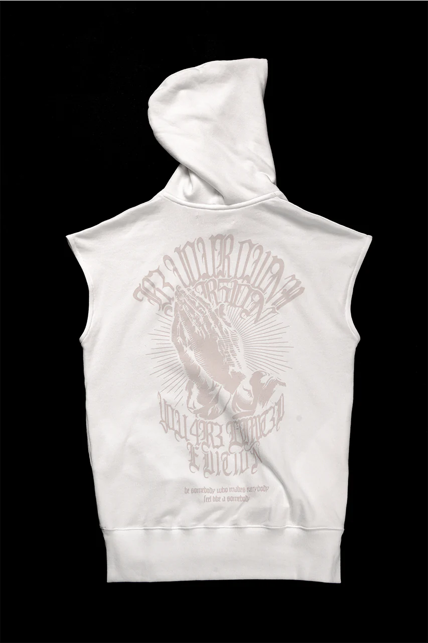 beauty : beast ESSENTIAL SLEEVELESS HI-HOODIE (OFF WHITE) - Image 3