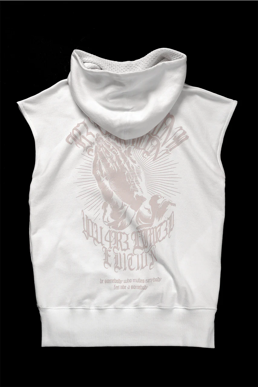 beauty : beast ESSENTIAL SLEEVELESS HI-HOODIE (OFF WHITE) - Image 4