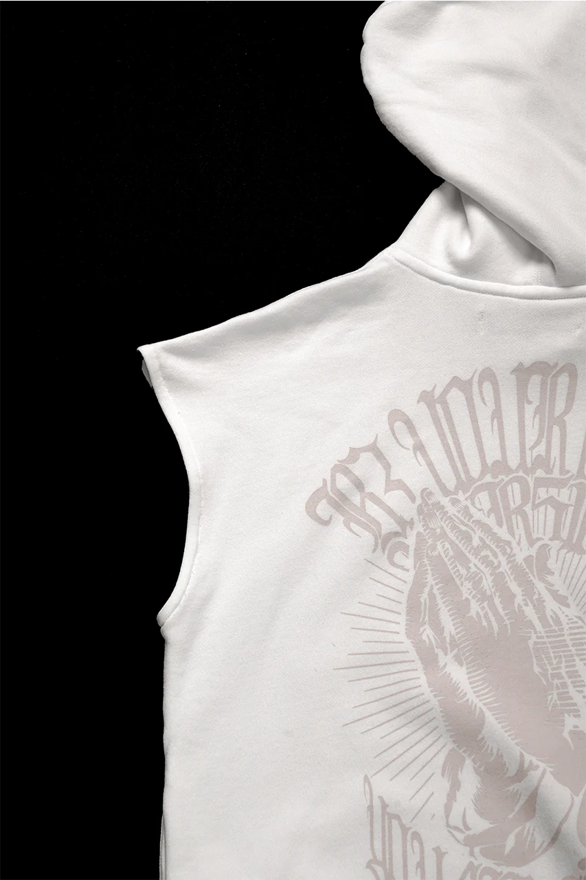 beauty : beast ESSENTIAL SLEEVELESS HI-HOODIE (OFF WHITE) - Image 9