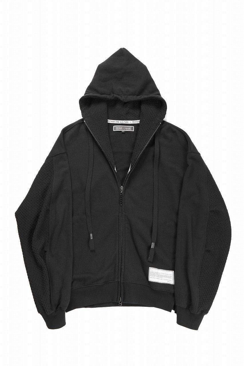 beauty : beast FRONT ZIP HOODIE (BLACK) - Image 3