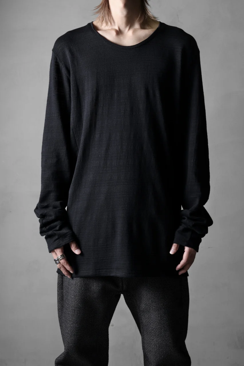 black crow x LOOM exclusive long sleeve tops / cotton linen slab jersey (black) - Image 16