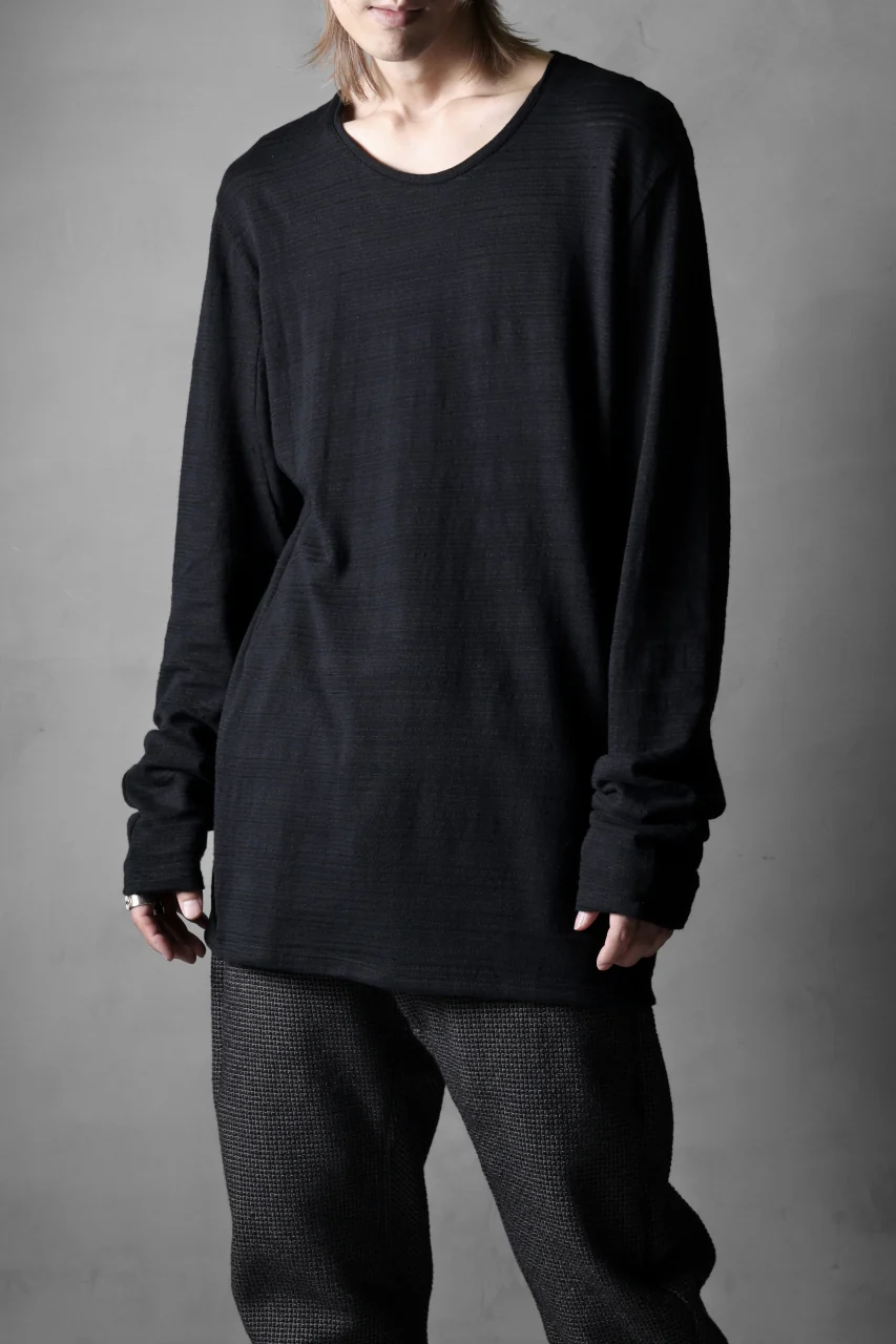 black crow x LOOM exclusive long sleeve tops / cotton linen slab jersey (black) - Image 17