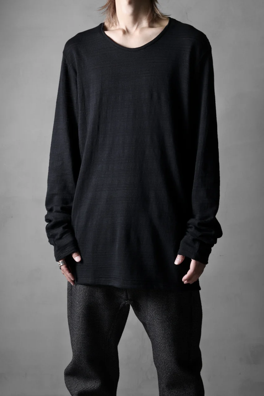 black crow x LOOM exclusive long sleeve tops / cotton linen slab jersey (black) - Image 18