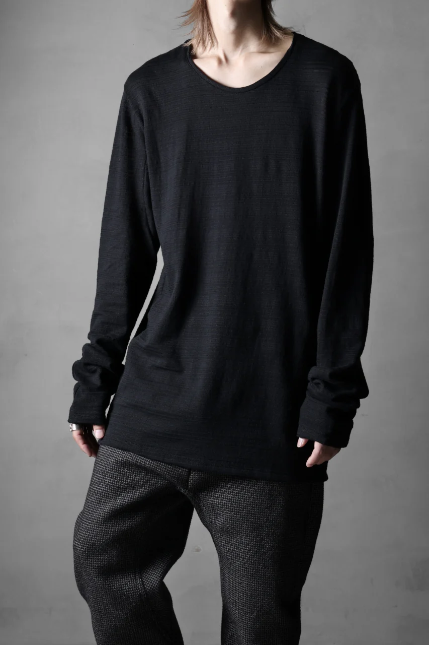 black crow x LOOM exclusive long sleeve tops / cotton linen slab jersey (black) - Image 19