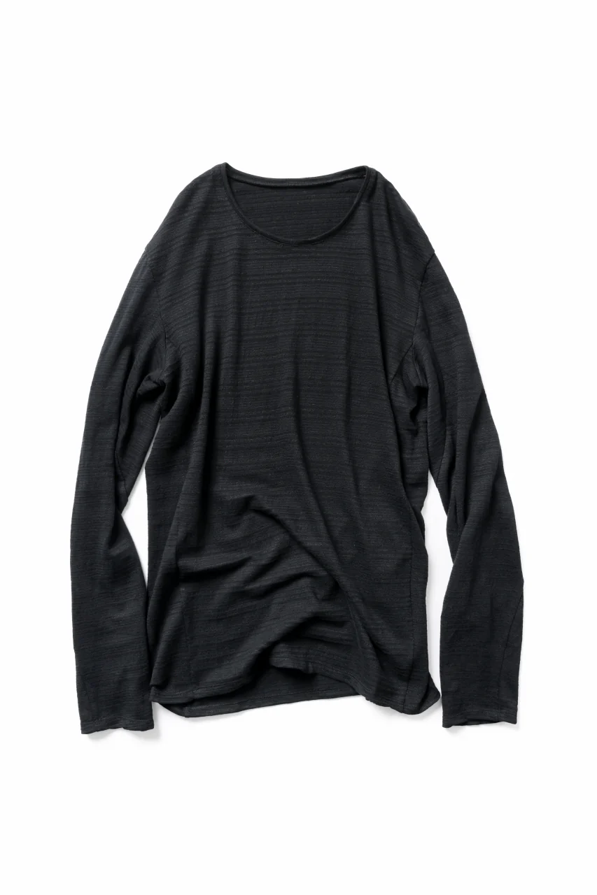 black crow x LOOM exclusive long sleeve tops / cotton linen slab jersey (black) - Image 2