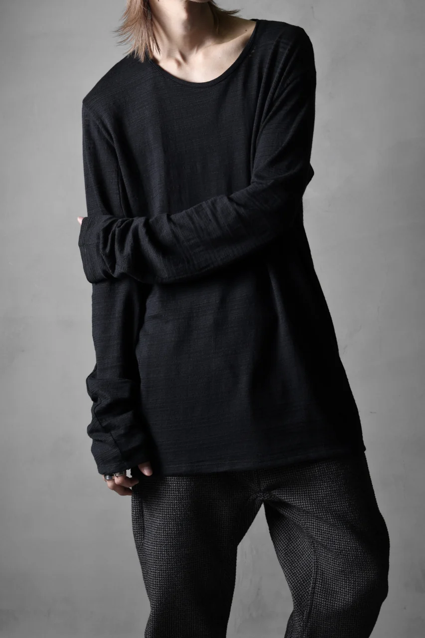 black crow x LOOM exclusive long sleeve tops / cotton linen slab jersey (black) - Image 20