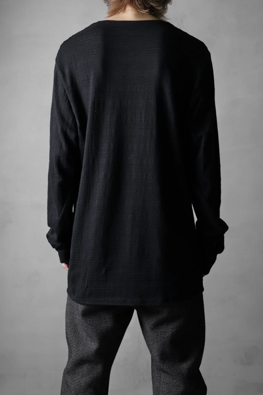 black crow x LOOM exclusive long sleeve tops / cotton linen slab jersey (black) - Image 22