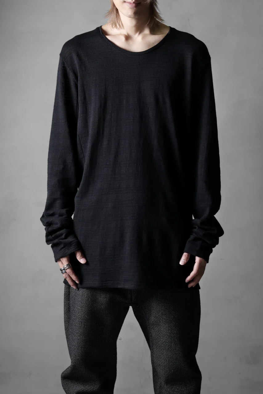 black crow x LOOM exclusive long sleeve tops / cotton linen slab jersey (black) - Image 24