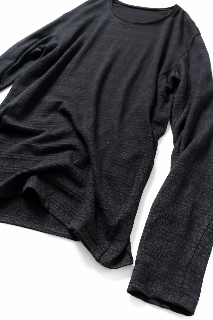 black crow x LOOM exclusive long sleeve tops / cotton linen slab jersey (black) - Image 4