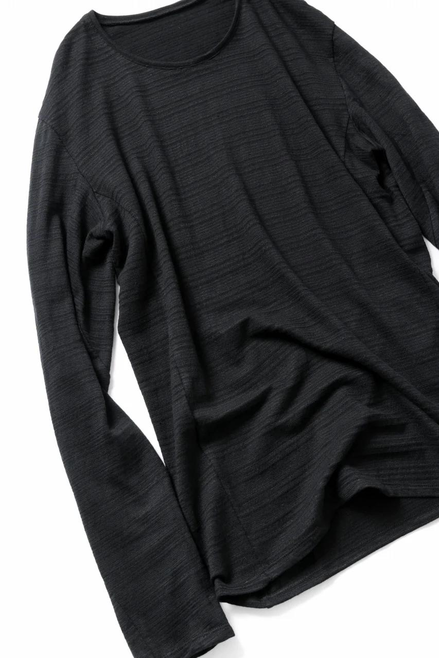 black crow x LOOM exclusive long sleeve tops / cotton linen slab jersey (black) - Image 5