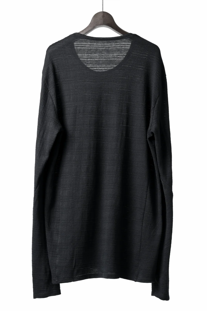 black crow x LOOM exclusive long sleeve tops / cotton linen slab jersey (black) - Image 7