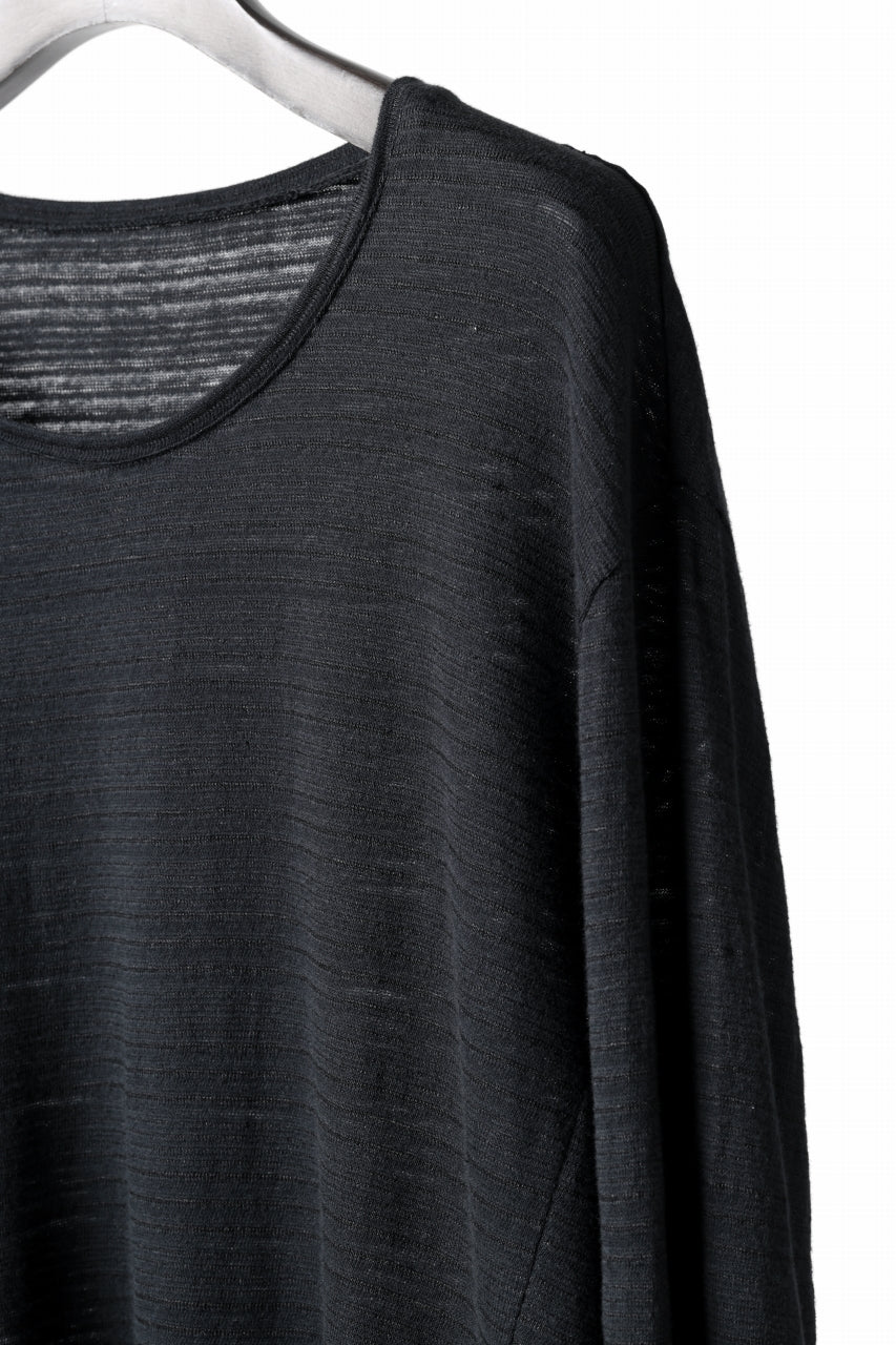 black crow x LOOM exclusive long sleeve tops / cotton linen slab jersey (black) - Image 9