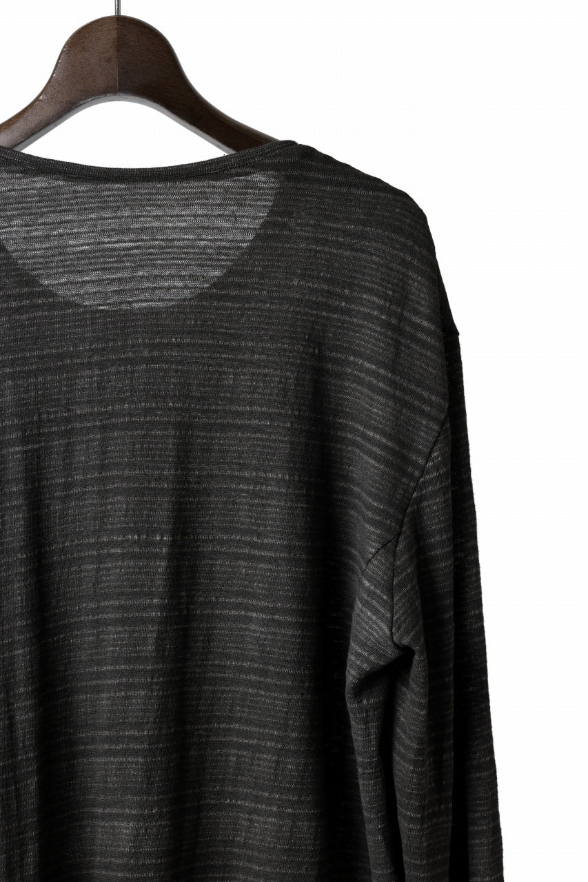 black crow x LOOM exclusive long sleeve tops / cotton linen slab jersey (carbon) - Image 10
