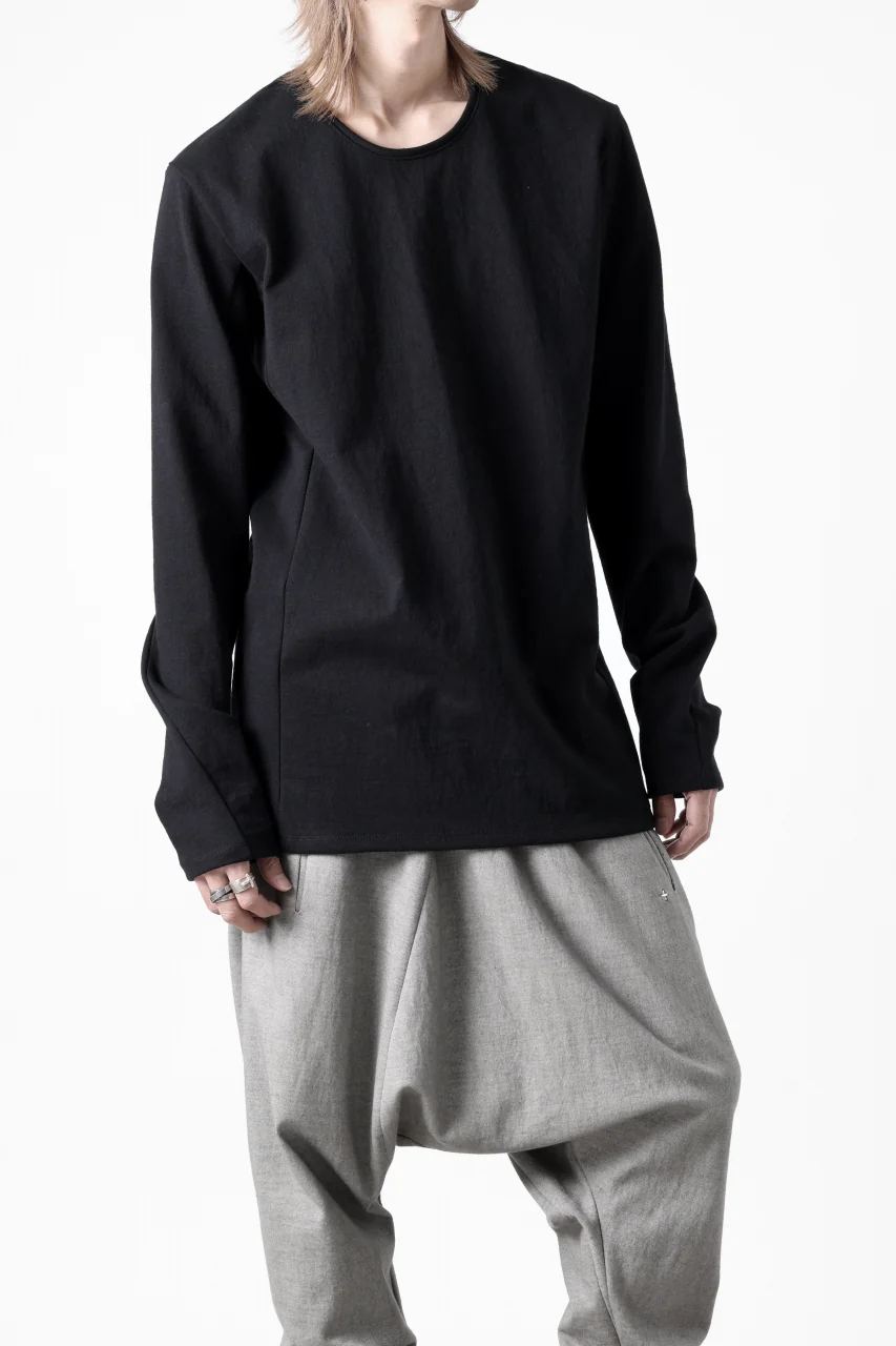 black crow x LOOM exclusive long sleeve tops / black dyed medium cotton jersey (black) - Image 23