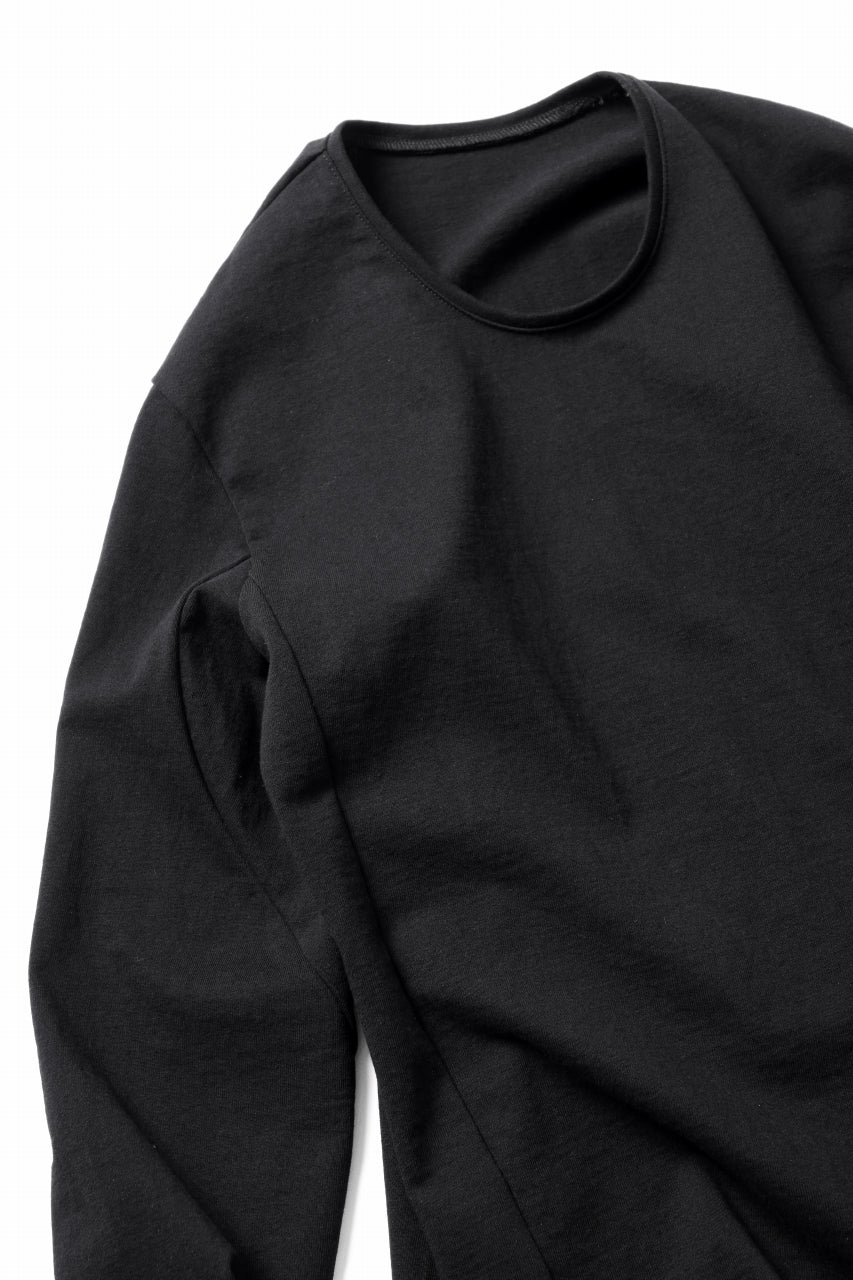 black crow x LOOM exclusive long sleeve tops / black dyed medium cotton jersey (black) - Image 4