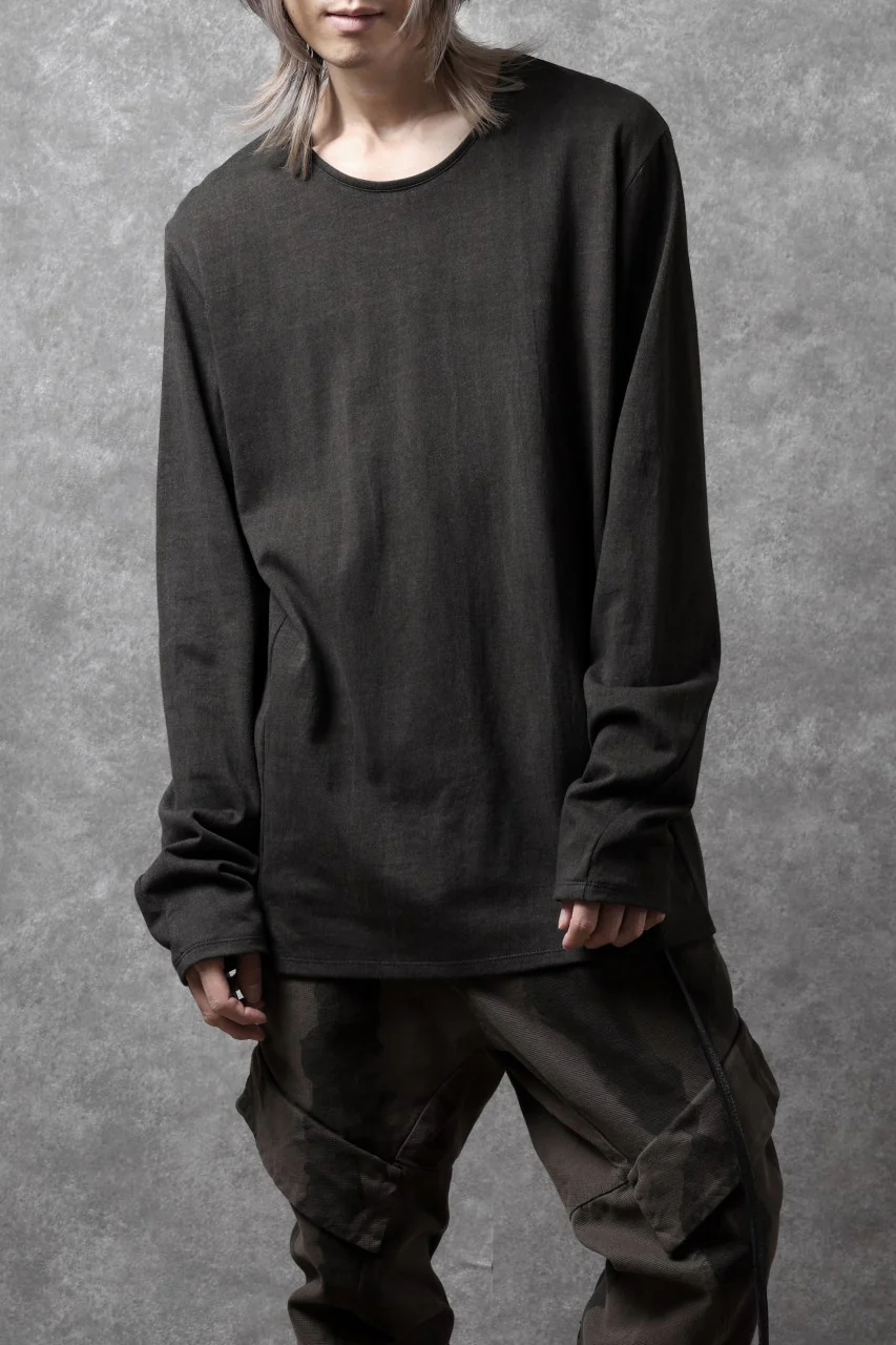 black crow x LOOM exclusive long sleeve tops / sumi dyed arthur cotton jersey (carbon) - Image 5