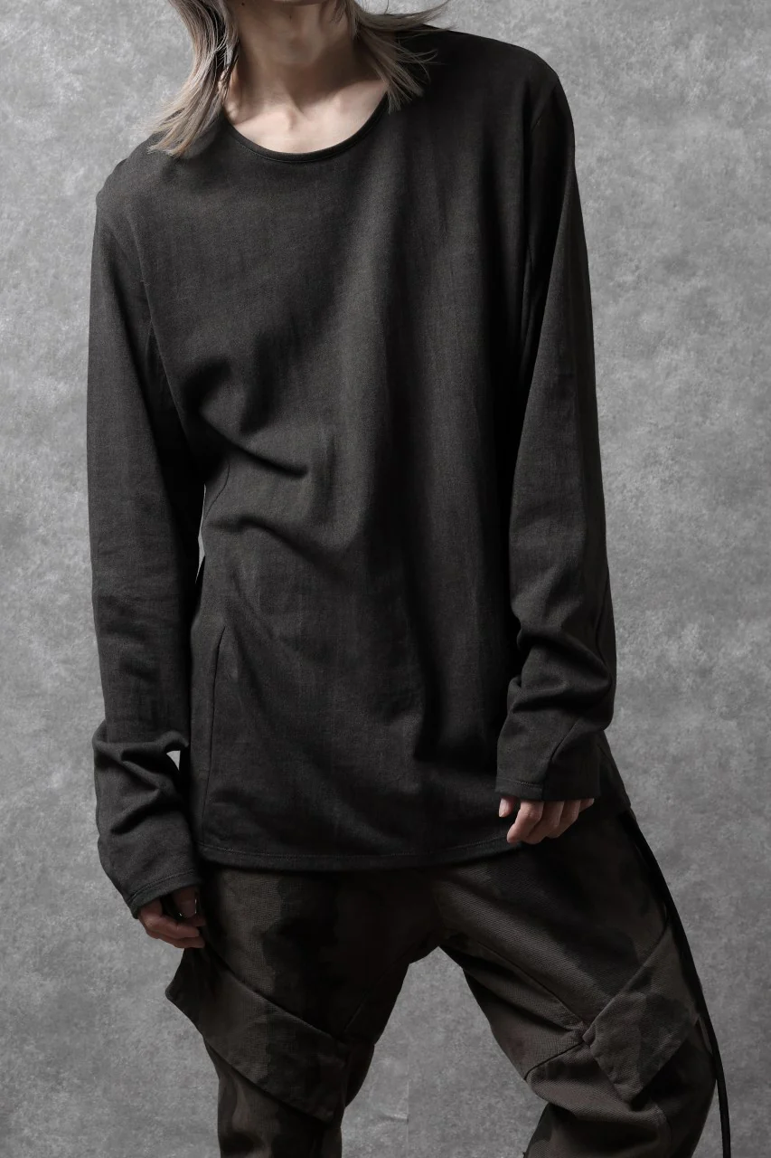 black crow x LOOM exclusive long sleeve tops / sumi dyed arthur cotton jersey (carbon) - Image 7