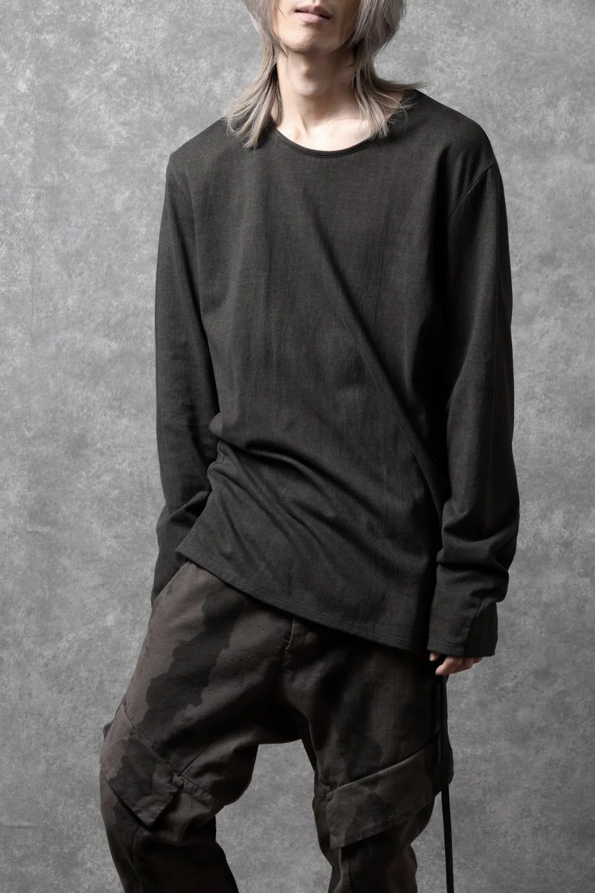 black crow x LOOM exclusive long sleeve tops / sumi dyed arthur cotton jersey (carbon) - Image 8