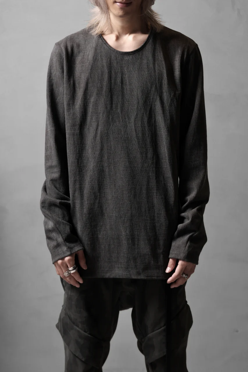 black crow x LOOM exclusive long sleeve tops / sumi dyed cotton jersey (carbon) - Image 14