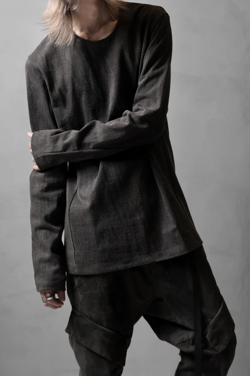 black crow x LOOM exclusive long sleeve tops / sumi dyed cotton jersey (carbon) - Image 17