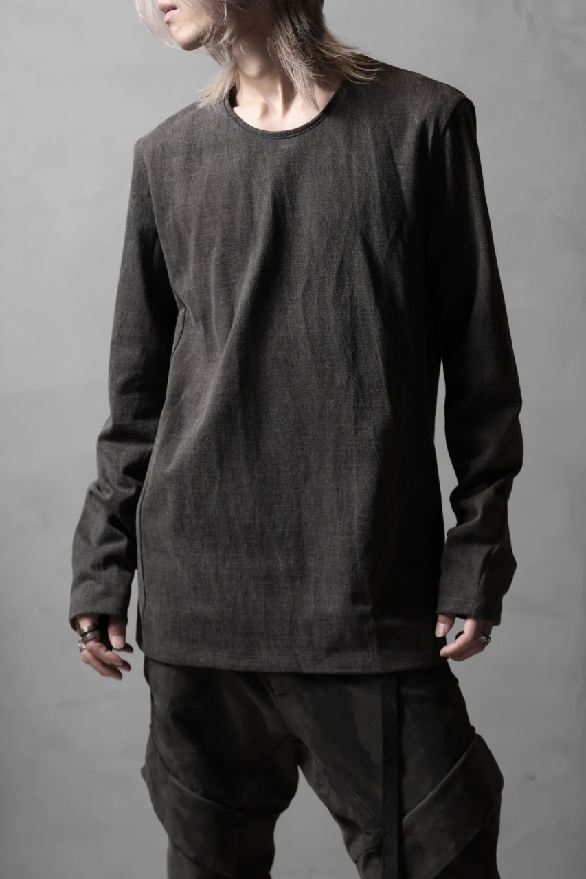 black crow x LOOM exclusive long sleeve tops / sumi dyed cotton jersey (carbon) - Image 2