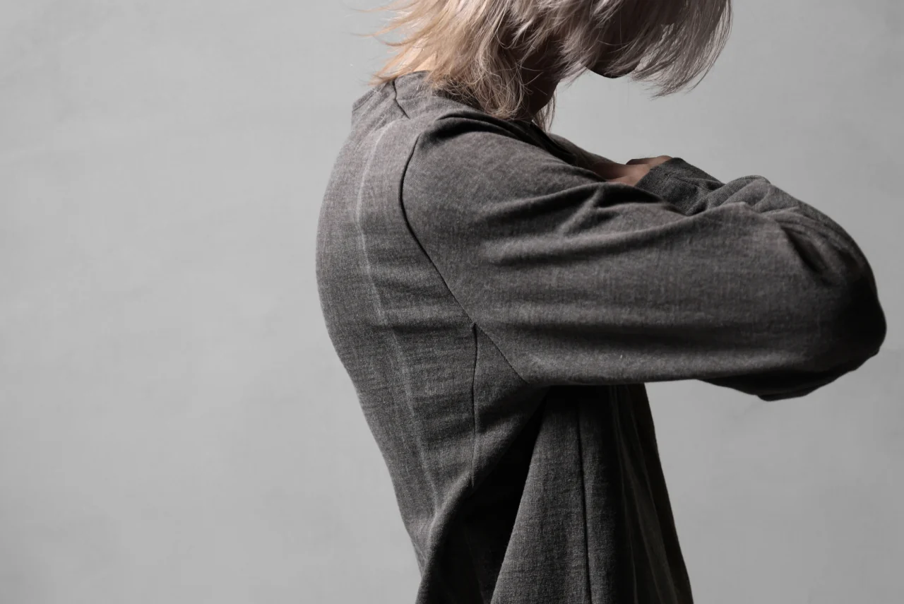 black crow x LOOM exclusive long sleeve tops / sumi dyed cotton jersey (carbon) - Image 26