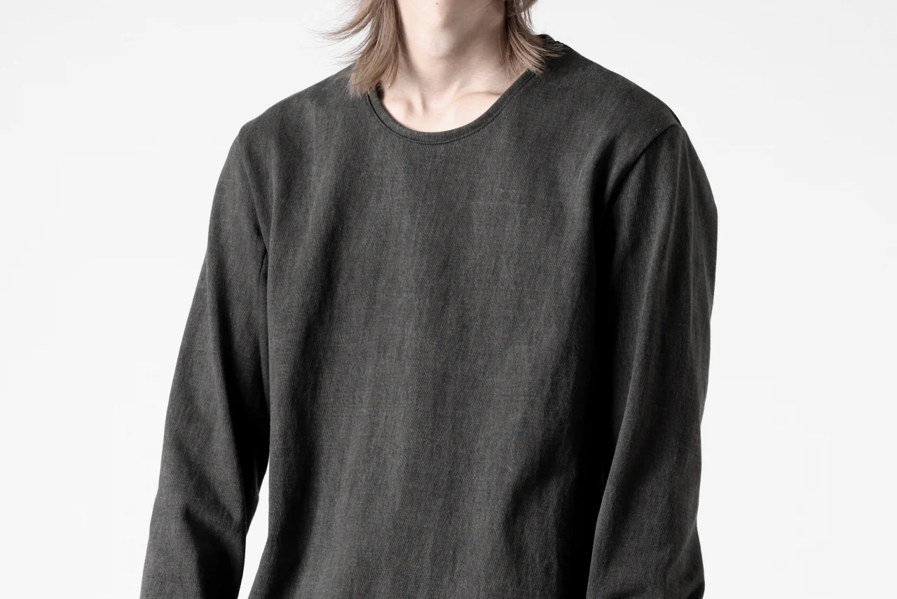black crow x LOOM exclusive long sleeve tops / sumi dyed medium cotton jersey (carbon) - Image 45
