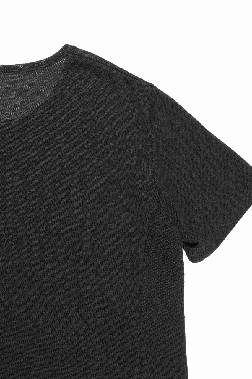 black crow x LOOM exclusive short sleeve tops / uneven linen jersey (BLACK) - Image 10