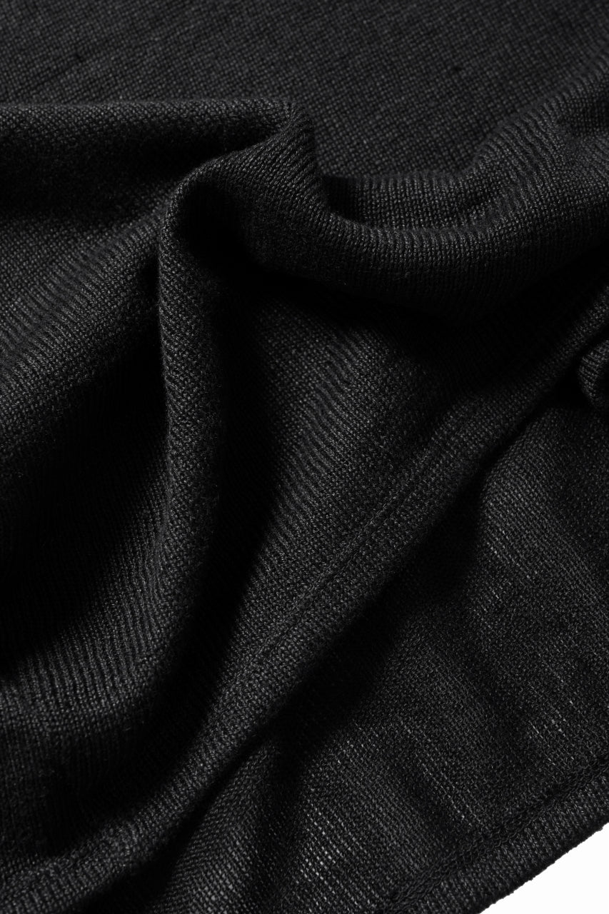 black crow x LOOM exclusive short sleeve tops / uneven linen jersey (BLACK) - Image 11
