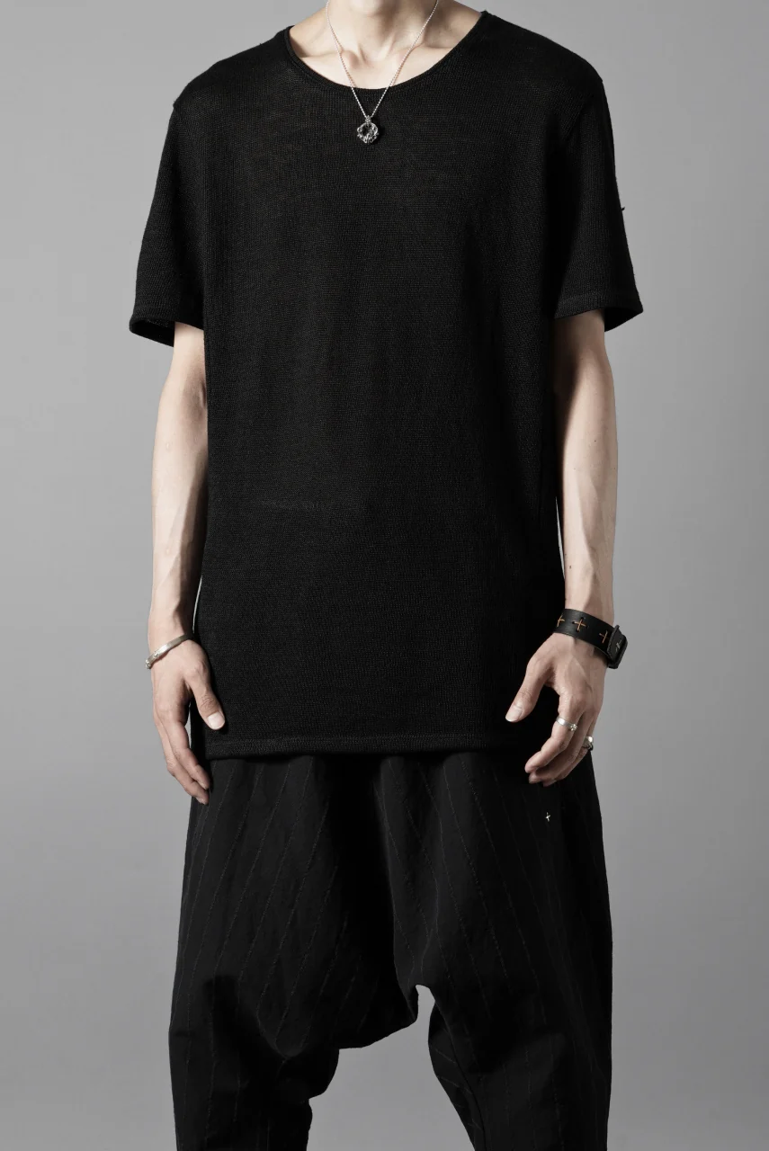 black crow x LOOM exclusive short sleeve tops / uneven linen jersey (BLACK) - Image 13