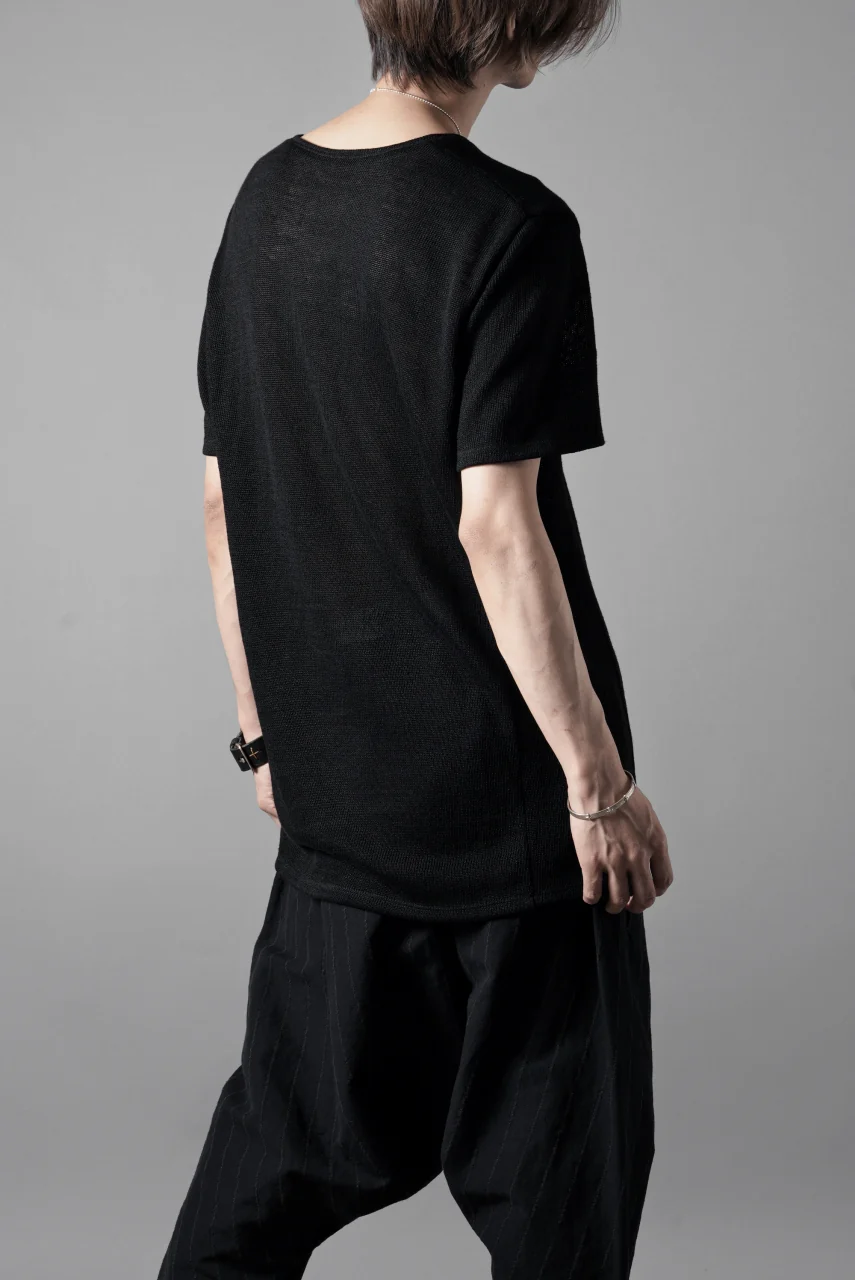 black crow x LOOM exclusive short sleeve tops / uneven linen jersey (BLACK) - Image 14