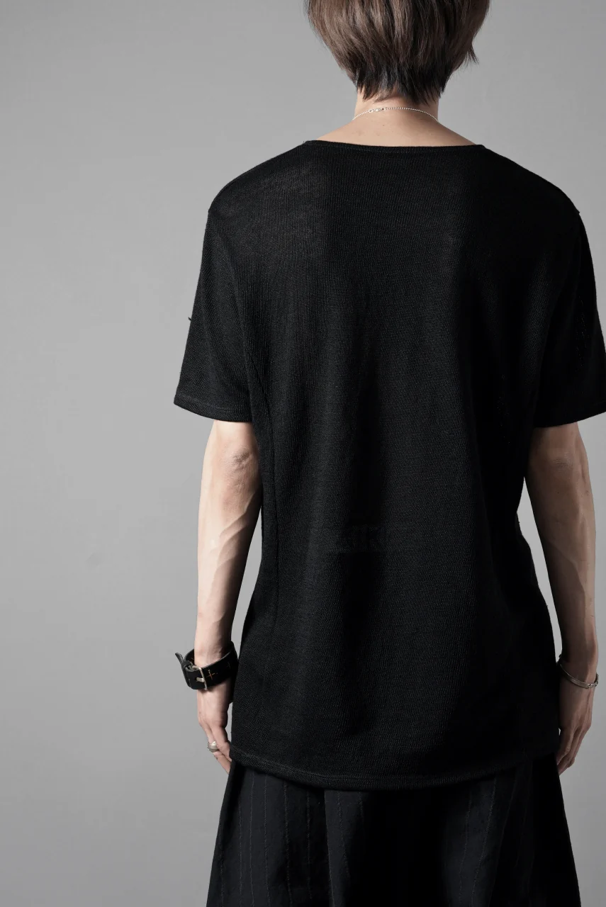 black crow x LOOM exclusive short sleeve tops / uneven linen jersey (BLACK) - Image 15