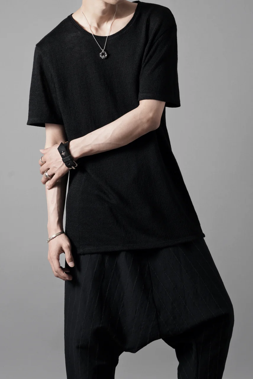 black crow x LOOM exclusive short sleeve tops / uneven linen jersey (BLACK) - Image 16
