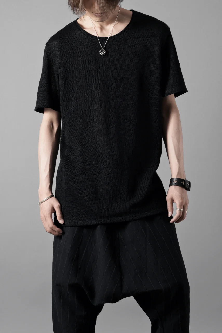 black crow x LOOM exclusive short sleeve tops / uneven linen jersey (BLACK) - Image 17