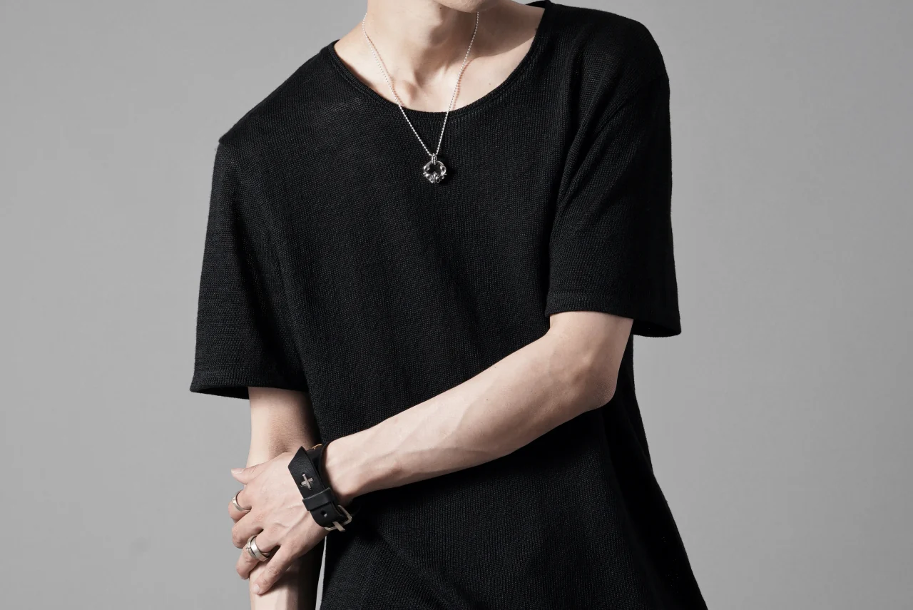 black crow x LOOM exclusive short sleeve tops / uneven linen jersey (BLACK) - Image 18