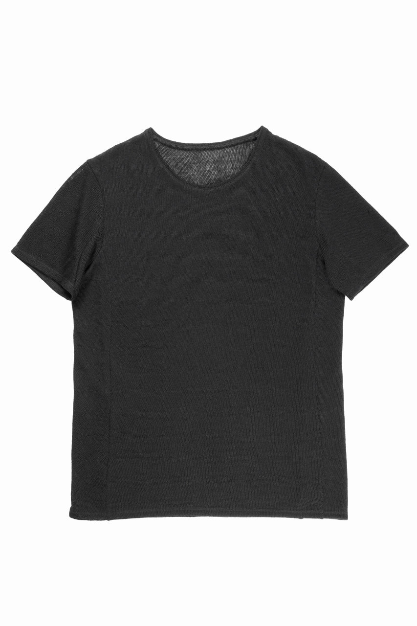 black crow x LOOM exclusive short sleeve tops / uneven linen jersey (BLACK) - Image 3