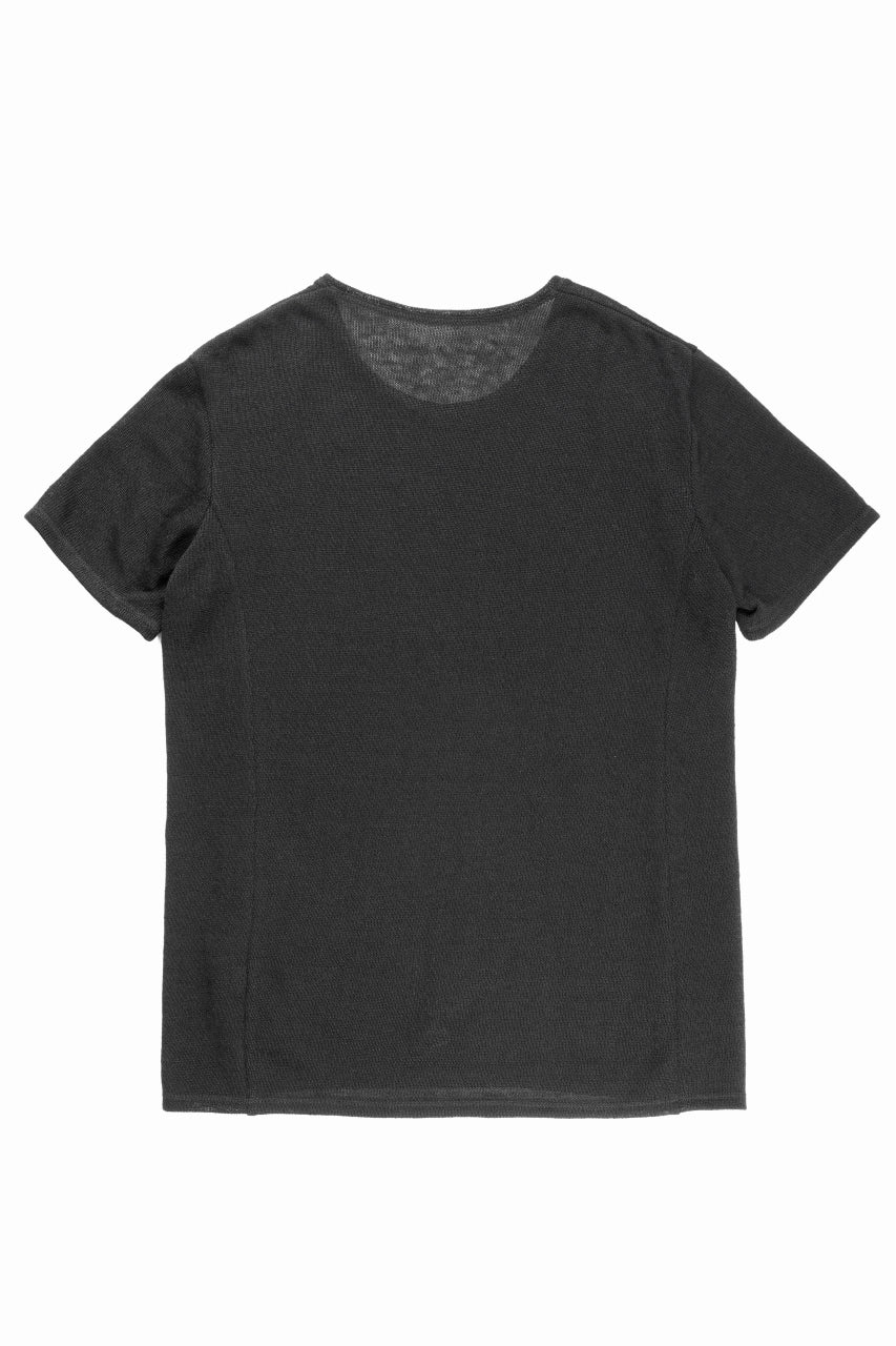 black crow x LOOM exclusive short sleeve tops / uneven linen jersey (BLACK) - Image 4