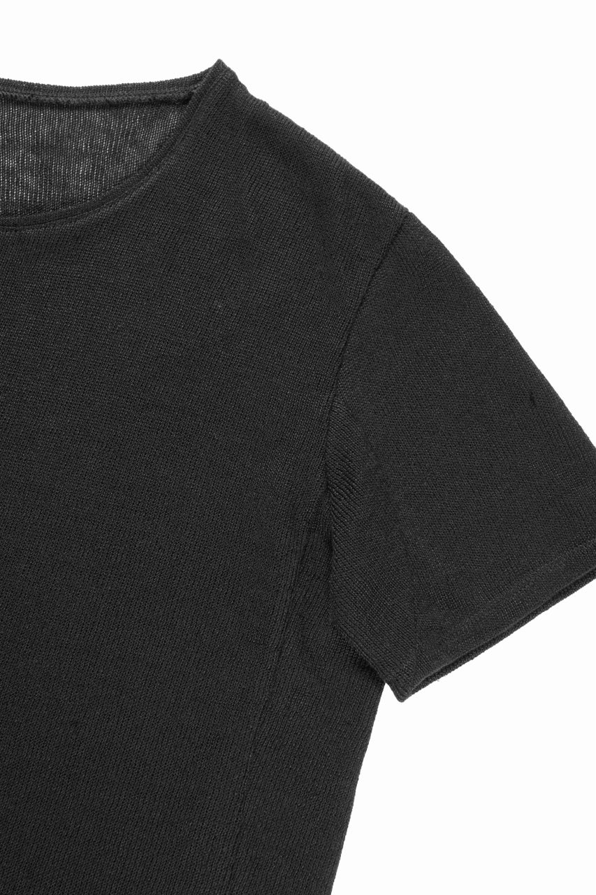 black crow x LOOM exclusive short sleeve tops / uneven linen jersey (BLACK) - Image 5