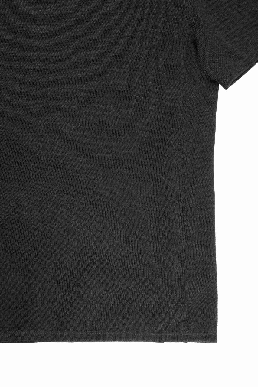black crow x LOOM exclusive short sleeve tops / uneven linen jersey (BLACK) - Image 6