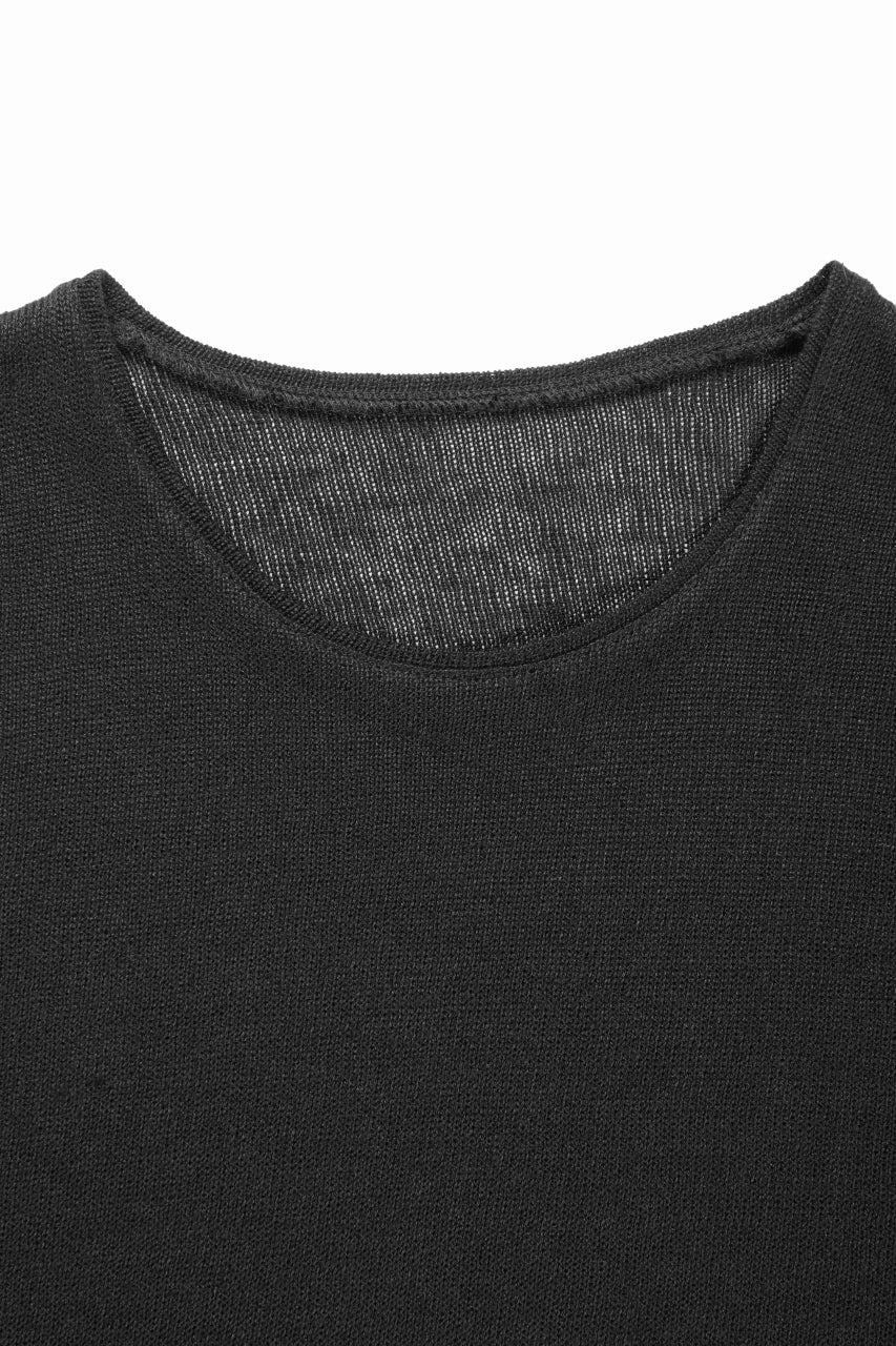 black crow x LOOM exclusive short sleeve tops / uneven linen jersey (BLACK) - Image 7