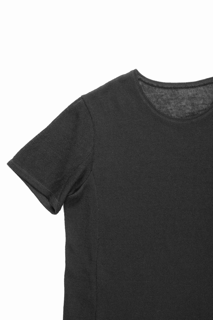 black crow x LOOM exclusive short sleeve tops / uneven linen jersey (BLACK) - Image 8