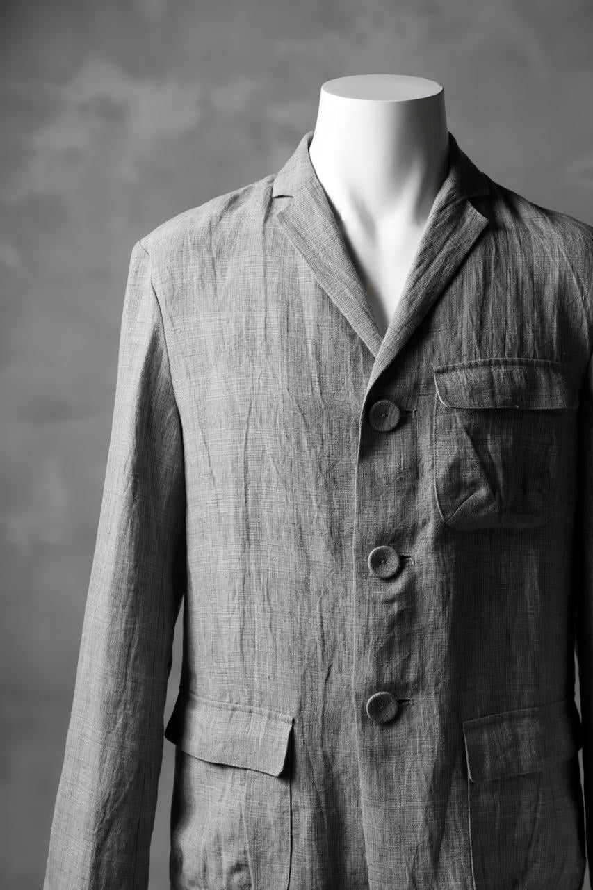 blackcrow 3B linen check jacket / sumi dyed (carbon) - Image 5