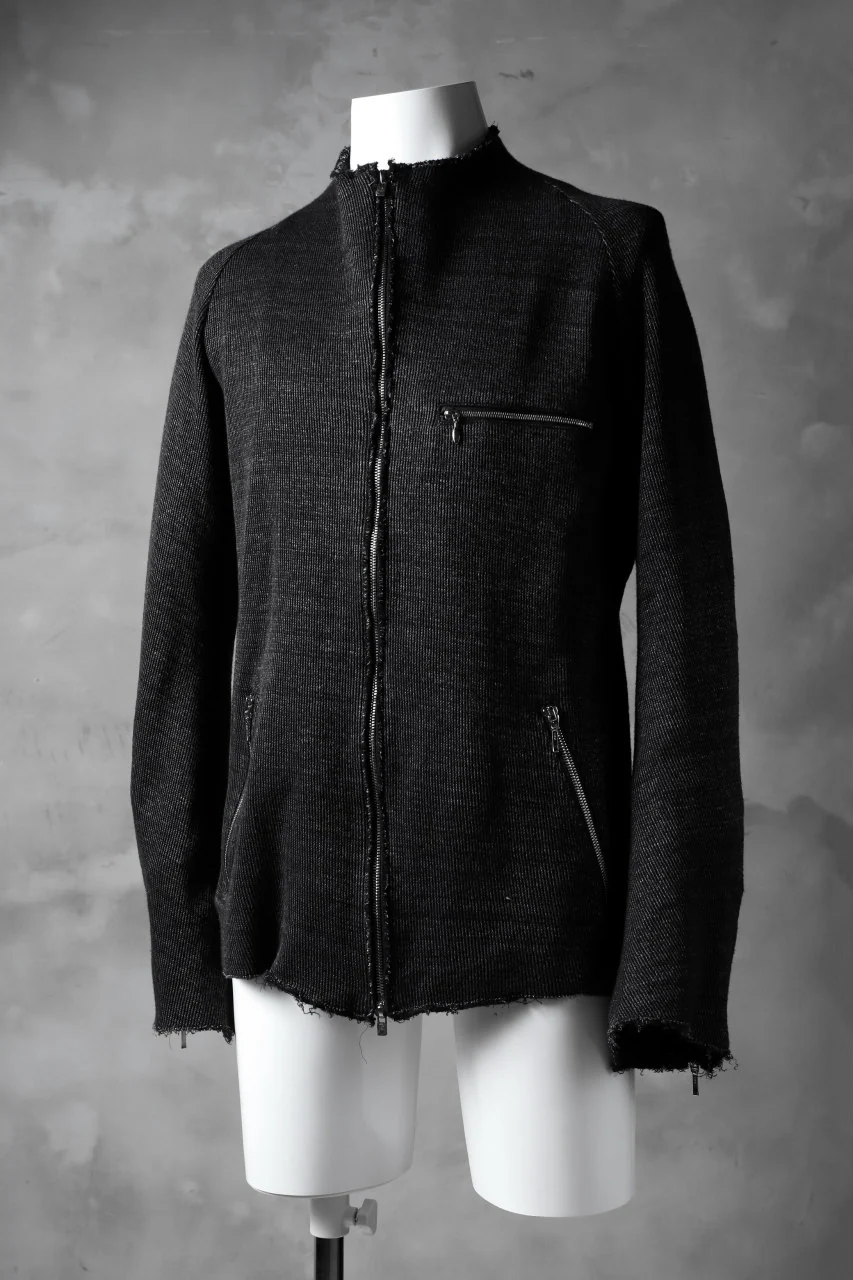 blackcrow raglan zip blouson / cotton&hemp double faces (charcoal) - Image 2